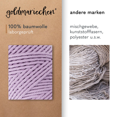 goldmariechen® makramee garn | 3mm x 100m | mehrfach gedreht | lavendel