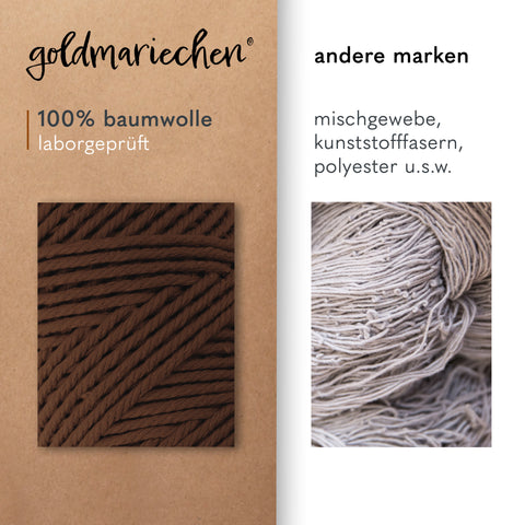 goldmariechen® makramee garn | 3mm x 100m | mehrfach gedreht | ackerbraun