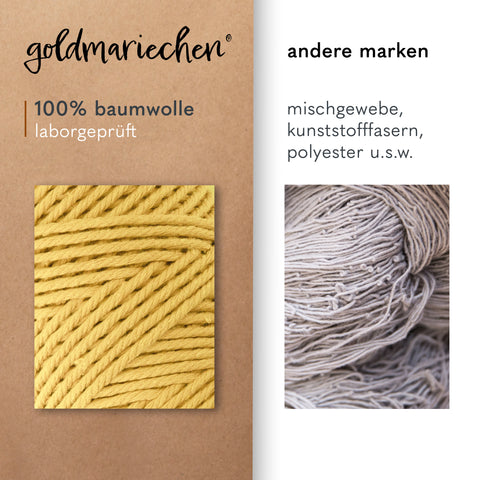 goldmariechen® makramee garn | 3mm x 100m | mehrfach gedreht | sonnengelb