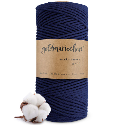 goldmariechen® makramee garn | 3mm x 100m | mehrfach gedreht | tiefsee