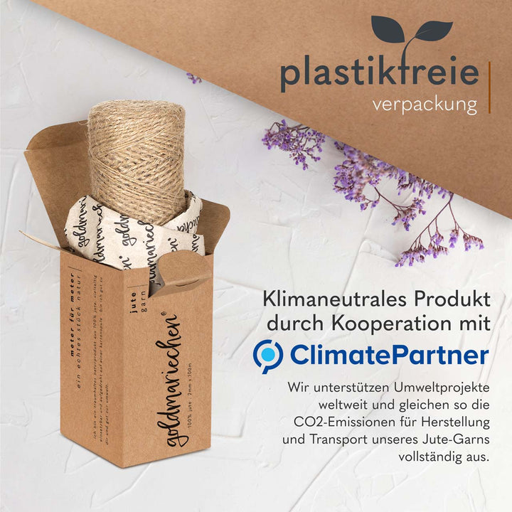 plastikfreie Verpackung und Logo von Climatepartner