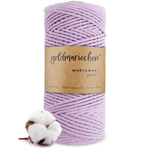 goldmariechen® makramee garn | 3mm x 100m | mehrfach gedreht | lavendel
