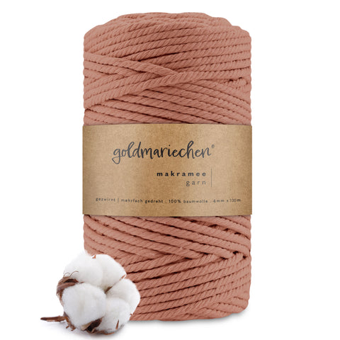 goldmariechen® makramee garn | 4mm x 100m | mehrfach gedreht | rosenholz