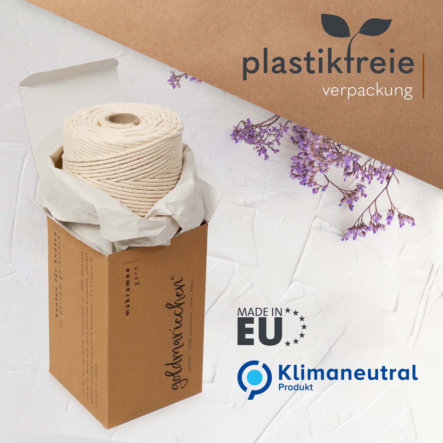 plastikfreie Verpackung und Logo von Climatepartner