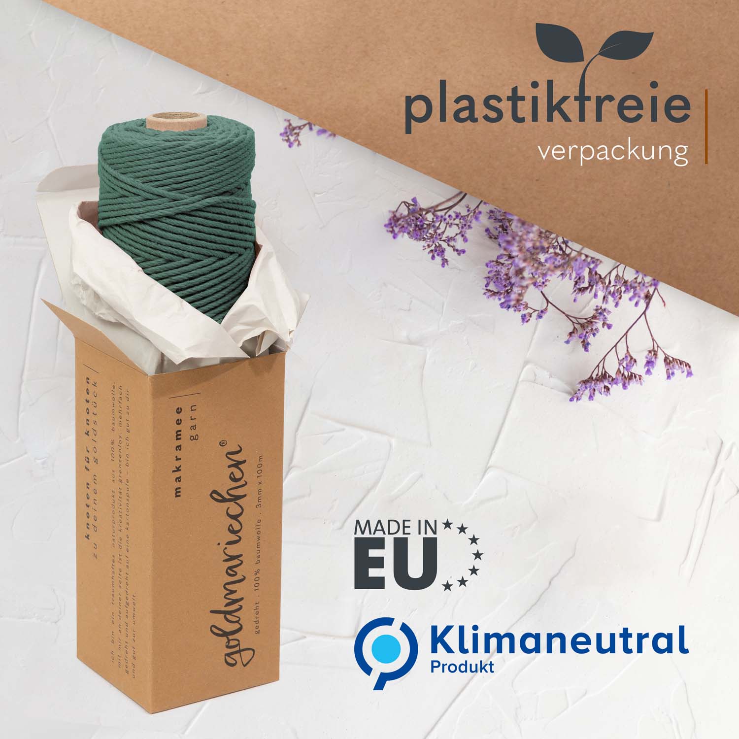 plastikfreie Verpackung und Logo von Climatepartner
