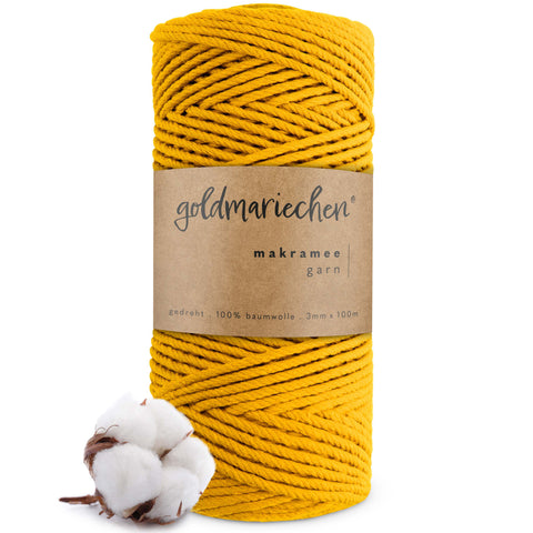 goldmariechen® makramee garn | 3mm x 100m | mehrfach gedreht | safran