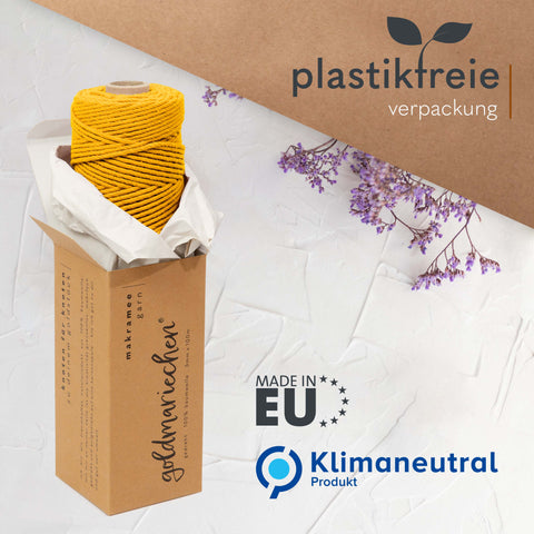 goldmariechen® makramee garn | 3mm x 100m | mehrfach gedreht | safran