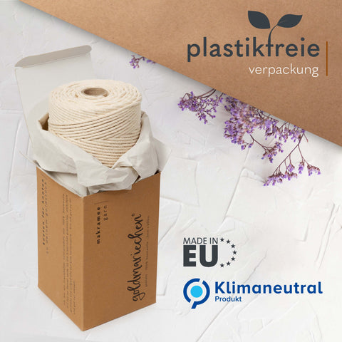 goldmariechen® makramee garn | 3mm x 400m | mehrfach gedreht | naturell (200m) | beere & lavendel (je 100m)
