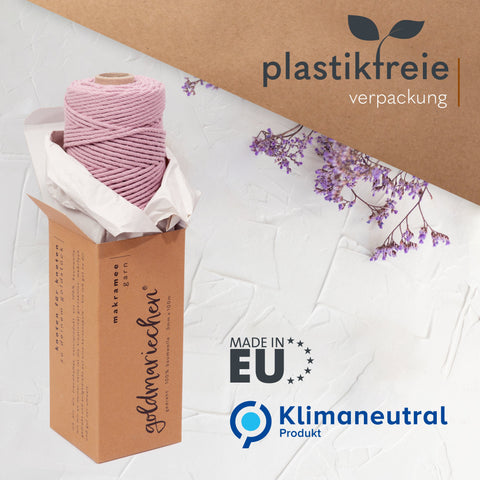 goldmariechen® makramee garn | 3mm x 100m | mehrfach gedreht | rose