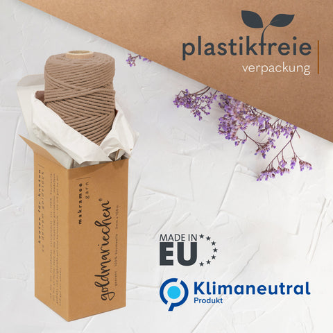 goldmariechen® makramee garn | 3mm x 100m | mehrfach gedreht | taupe