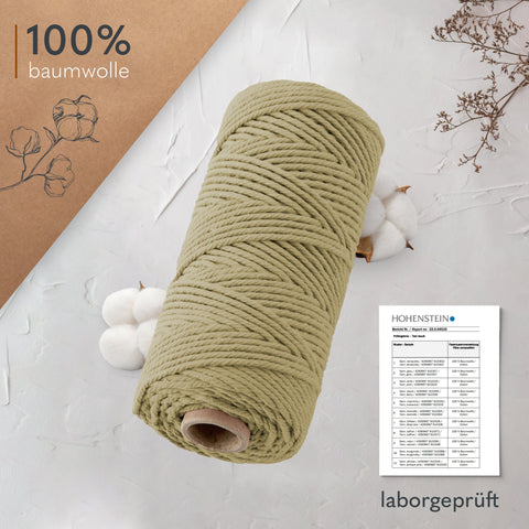 goldmariechen® makramee garn | 3mm x 100m | mehrfach gedreht | salbei