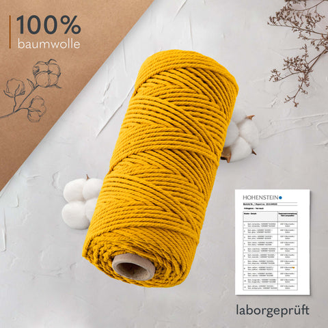 goldmariechen® makramee garn | 3mm x 100m | mehrfach gedreht | safran