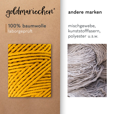 goldmariechen® makramee garn | 3mm x 100m | mehrfach gedreht | safran