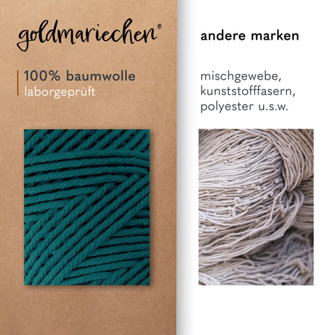 goldmariechen® makramee garn | 3mm x 100m | mehrfach gedreht | petrol