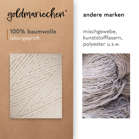 goldmariechen® makramee garn | 3mm x 400m | mehrfach gedreht | naturell (200m) | beere & lavendel (je 100m)