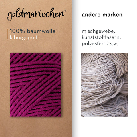 goldmariechen® makramee garn | 3mm x 100m | mehrfach gedreht | beere