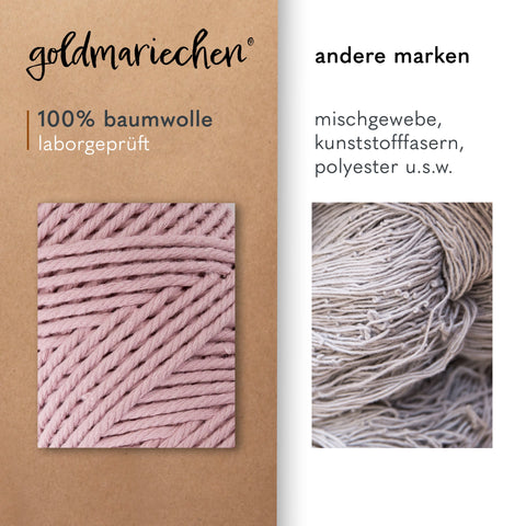 goldmariechen® makramee garn | 3mm x 100m | mehrfach gedreht | altrosa