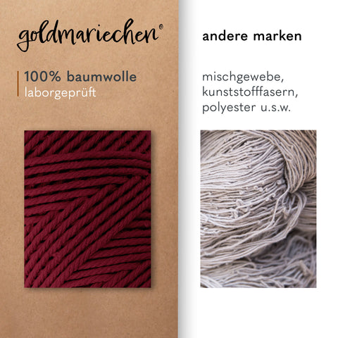 goldmariechen® makramee garn | 3mm x 100m | mehrfach gedreht | burgunder
