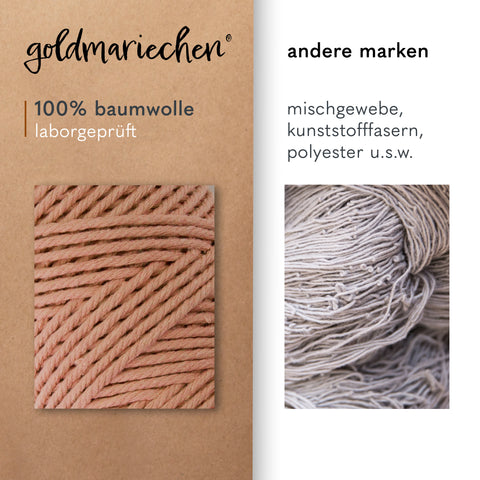 goldmariechen® makramee garn | 4mm x 100m | mehrfach gedreht | rosenholz