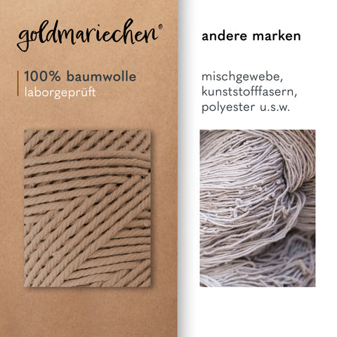 goldmariechen® makramee garn | 4mm x 100m | mehrfach gedreht | taupe